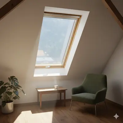 VELUX GLL 1061 B wooden roof window, with 3 panes of glass and bottom operation.