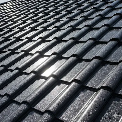 Brilliant finish for Nobel metal tile by Limoncello Pergola